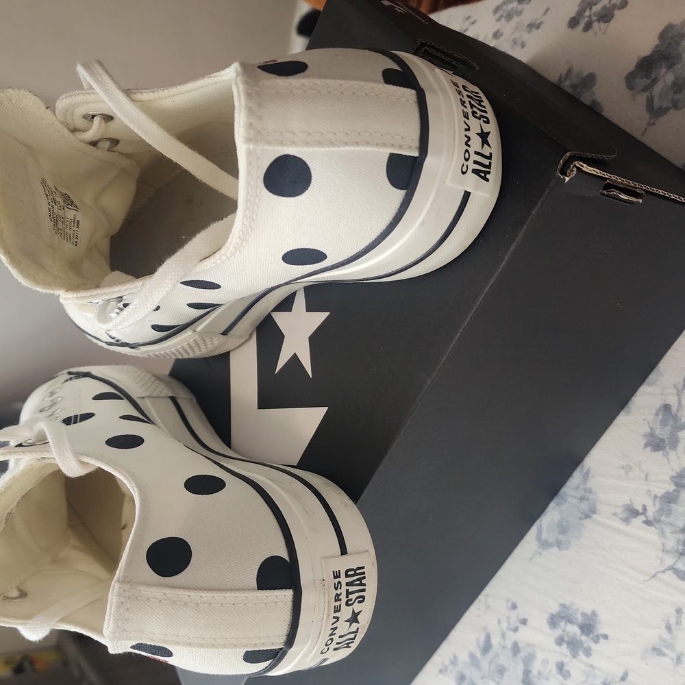 Converse White and Black Polka Dot Sneakers